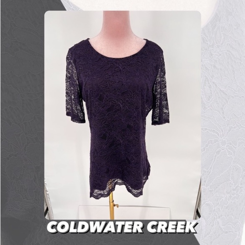 EUC Coldwater Creek Lace Tee Shirt
